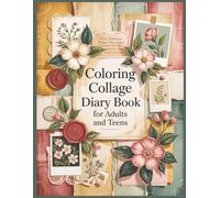 Coloring Collage Diary Book for Adults and Teens Large Print: 60 Grayscale Memoir Images for Fun and Relax