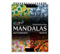 ColorIt Mandalas to Color, volume VIII Livre de coloriage pour adulte, 50 motifs et motifs de mandala floraux et géométriques, reliure à spirale, imprimé américain, couverture rigide à plat