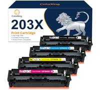 ColorKing 203X Toner Compatible pour HP 203X 203A HP Color Laserjet Pro MFP M281fdw M281fdn M280nw M281cdw M254dw M254nw M254dn CF540X CF540A CF541X CF542X CF543X (Noir Cyan Magenta Jaune, 4-Pack)