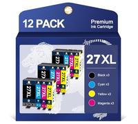 ColorKing 27XL Cartouches d'encre pour Epson 27XL Multipack | pour Epson Workforce WF3620 WF7110 WF7620 WF3640 WF7210 WF7610 WF7710 WF7715, 3Noir 3Cyan 3Magenta 3Jaune, 12-Pack