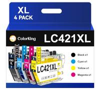 ColorKing LC421XL LC421 Compatible pour Brother LC421 XL LC421VAL pour Brother MFC-J1010DW DCP-J1050DW DCP-J1140DW DCP-J1800DW MFC J1010DW DCP J1050DW DCP J1140DW(Noir, Cyan, Magenta, Jaune)