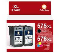 ColorKing PG-575XL CL-576XL Cartouche d'encre Compatible pour Canon Pixma TS3550i TS3551i TS3750i TS3751i TS3752i TR4750i TR4751i TR4755i TR4756i (1 Noir, 1 Tri-Couleur)