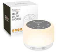 COLORLAM Machine à Bruit Blanc Fonction Audio Sans Fil Machine à Bruit de Sommeil 20 Types de Sons 1200 mAh avec Autocollants de Bruit Blanc Bricolage pour Bébé, Enfant ou Adulte