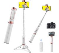 COLORLIZARD Selfie Stick Tripod with Remote，Aluminum Alloy Phone Tripod, Bluetooth Remote and 270°Rotation Stand Compatible with iPhone and Android Phone (White)