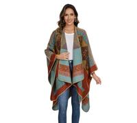 colornival Poncho Femme Hiver Élégant Châle Femme Chaud Poncho Cape Réversible Écharpe Châle Hiver Automne Cadeau de Noël pour Femme