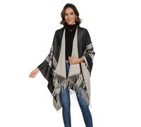 colornival Poncho Femme Hiver Élégant Châle Femme Chaud Poncho Cape Réversible Écharpe Châle Hiver Automne Cadeau de Noël pour Femme