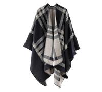 colornival Poncho Réversible Élégant Châle Chaud Hiver Automne Cadeau de Noël pour Femme (Noir)