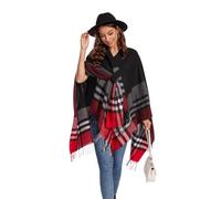 Colornival Poncho Réversible Élégante Châle Chaud Hiver Automne Cadeau de Noël pour Femme