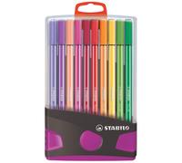 Colorparade De 20 Feutres De Dessin Stabilo Pen 68 - Pointe Moyenne - Boîtier Gris/Fuchsia