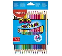 Maped – Crayons de couleur Color'Peps Duo 2 en 1, Pochette 18 (36 couleurs) FSC