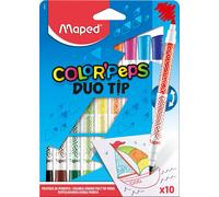 Color'peps Feutres De Coloriage Double Mines Fine 2mm Et Large 3,9mm Et Encre Lavable À L'eau-Pochette 10 Feutres Double Pointes