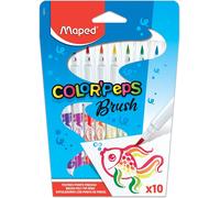 Color'peps Feutres De Coloriage Pinceaux Brush Pointe Extra Souple De 2,8mm Et Encre Lavable À L'eau - Etui De 10 Feutres Assortis