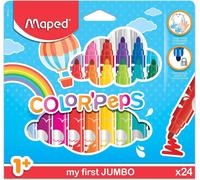 Color'peps Gros Feutres De Coloriage Premier Âge Pour Bébé Et Enfant Dès 1 An Avec Pointe Sécurisée Et Encre Lavable À L'eau-Boîte De 24 Feutres Jumbo Assortis