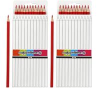 Colortime Crayons de couleur, rouge, mine: 3 mm, L: 17 cm, base, 12pcs (Lot de 2)