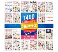 colortouch Lot d'autocollants - 1400 pièces pour accessoires de scrapbooking - Autocollants mignons pour enfants, adultes, enfants, filles - Collection d'autocollants pour fournitures de scrapbooking