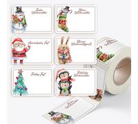 colortouch Lot de 250 autocollants de Noël inscriptibles - 37 x 55 mm - Rectangulaires - Rouleau d'étiquettes de Noël pour décoration de Noël, sacs cadeaux, neige