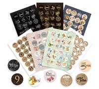 colortouch Lot de 7 x 24 autocollants numérotés (1 à 24) - 168 autocollants pour calendrier de l'Avent à bricoler soi-même - Ronds