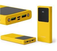 Colorum Power Bank 10000mah Jaune - Batterie Externe Portable Avec Usb-C Microusb - Power Bank Avec Écran Led - Batterie Externe Charge Rapide De Deux Appareils Avec Deux Voyants Led