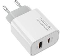 COLORWAY 1x USB et 1x USB-C/ chargeur secteur turbo/ 30W/ 100V-240V/ Blanc