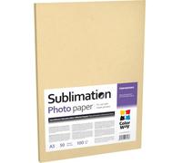ColorWay Lot de 50 feuilles de papier de sublimation mat A3 100 g/m² pour imprimante à jet d'encre