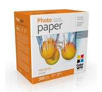 ColorWay Lot de 500 feuilles de papier photo brillant 260 g/m², 10 x 15 cm, surface brillante de qualité supérieure pour des impressions vives