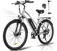 COLORWAY Vélo Électrique 28"" VAE - E-BIKE VTT Batterie amovible 36V 15Ah - Moteur 250W - Shimano 7 Vitesses - Argent