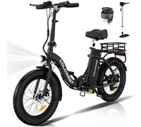 COLORWAY Vélo électrique Pliable 20""*3.0 Gros Pneus, Batterie 36V 12Ah, E-BIKE pliant, Noir +HITWAY panier arrière