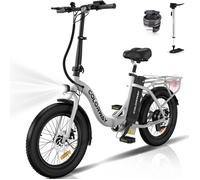 COLORWAY Vélo électrique Pliable 20"" Blanc, Vélo Assiatance électrique avec Batterie 36V 12Ah Moteur 250W, VAE E-BIKE pliant