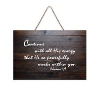 Colossians 1:29 Continue with All His Energy That He So Powerfully Works Within You Panneau en bois imprimé rustique Décoration murale en bois 15,2 x 25,4 cm