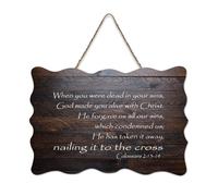 Colossians 2:13 14 When You Were Dead in Your Sins God Made You Alive with Christ He Forgave Us Al Panneau en bois rustique Décoration murale Décoration de bureau 15,2 x 25,4 cm