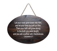 Colossians 2:7 Let Your Roots Grow Down Into Him, And Let Your Lives Be Built on Him. Then Your Fait Panneau en bois rustique à suspendre Décoration murale pour salon, chambre à coucher, porte