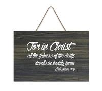 Colossians 2:9 for in Christ All The Fulness of The Deity Dwells in Bodily Form - Panneau en bois rustique - Décoration murale en bois - 15,2 x 25,4 cm
