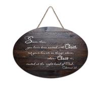 Colossians 3:1 Since Then You Have Been Raised with Christ Set Your Hearts on Things Above - Panneau en bois imprimé rustique - Décoration murale - 15,2 x 25,4 cm