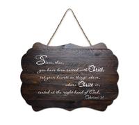 Colossians 3:1 Since Then, You Have Been Raised with Christ, Set Your Hearts on Things Above Panneau en bois rustique à suspendre Décoration murale pour salon, chambre à coucher, porte, fenêtre