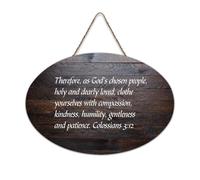 Colossians 3:12 Panneau en bois à suspendre avec inscription « So As God's Chosen People, Holy And Dearly Loved » - 15,2 x 25,4 cm - Décoration murale pour porte d'entrée, salon, cuisine