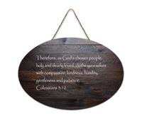 Colossians 3:12 Panneau rustique en bois à suspendre avec citation « So As God's Chosen People », « Holy And Dearly Loved », décoration murale pour salon, chambre à coucher, porte, fenêtre, maison