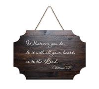 Colossians 3:23 Whatever You Do, Do It with All Your Heart, As to The Lord 2 Panneau décoratif en bois rustique à suspendre pour salon, chambre à coucher, porte, fenêtre, maison 15,2 x 25,4 cm