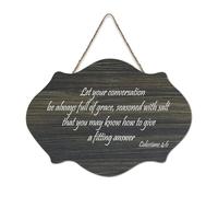 Colossians 4:6 Let Your Conversation Be Always Full of Grace, Seasoned with Salt Wood Sign 15,2 x 25,4 cm Décoration murale en bois pour porte d'entrée, salon, cuisine