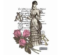 Colour Iron-On Transfer, DIN A4, Delicate Vintage Lady 3 without Background Fabric Motifs Decorate Pictures Quick & Easy Iron On DIY Fabric Design Like T-Shirts & Bags with Hanger