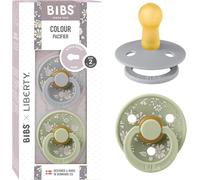 Colour Liberty Tétine. Lot De 2 Sucettes. Sans Bisphénol A,Téterelle Ronde. Latex De Caoutchouc Naturel,Fabriqué Au Danemark,Taille 2 (6-18 Mois),Capel Sage