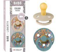 Colour Liberty Tétine. Lot De 2 Sucettes. Sans Bisphénol A,Téterelle Ronde. Latex De Caoutchouc Naturel,Fabriqué Au Danemark,Taille 1 (0-6 Mois),June Blossom Vanilla Hush Mix