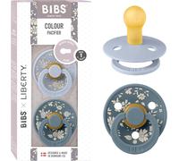 Colour Liberty Tétine. Lot De 2 Sucettes. Sans Bisphénol A,Téterelle Ronde. Latex De Caoutchouc Naturel,Fabriqué Au Danemark,Taille 1 (0-6 Mois),Capel Dusty Blue