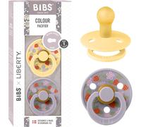 Colour Liberty Tétine. Lot De 2 Sucettes. Sans Bisphénol A,Téterelle Ronde. Latex De Caoutchouc Naturel,Fabriqué Au Danemark,Taille 1 (0-6 Mois),Strawberries And Cream Pale Butter Mix