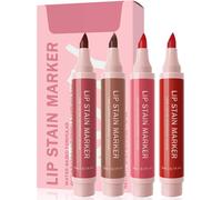 Colour Lip Marker-4pcs Encre À Lèvres Liquide Mate,Waterproof No Transfert Rouge À Lèvres,Tenue Longue Durée,Haut Pigmenté,Feutre À Lèvres Sans Transfert Pour Femmes,Effet Tatouage Naturel