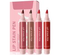 Colour Lip Set-4 PCS Rouge À Lèvres Liquide Mate, Waterproof Haut pigmenté Encre à Levre, Feutre À Lèvres Sans Transfert Longue Durée pour Femmes, Crayon à lèvres précis, Effet Tatouage Naturel