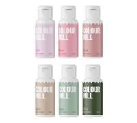 Colour Mill Oil Blend Food Colouring Set Botanicals: Colorant Alimentaire Liposoluble Base d'Huile: Lilac, Rose, Dusk, Latte, Sage, Olive - Set 6 x 20 ml