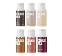 Colour Mill Oil Blend Outback Colorants Alimentaires à Base d'Huile - Nourriture Dye: Coffee, Latte, Sand, Clay, Rust, Burgundy - Food Coloring pour Décoration de Gâteaux - Set-6