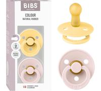 Colour Pacifier Lot De 2 Tétines Rondes Sans Bpa En Latex De Caoutchouc Naturel,Fabriquées Au Danemark,Taille 2 (6-18 Mois),Beurre Pâle/Pétale