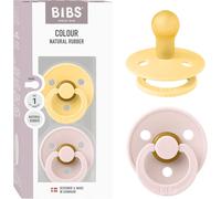 Colour Pacifier Lot De 2 Tétines Rondes Sans Bpa En Latex De Caoutchouc Naturel,Fabriquées Au Danemark,Taille 1 (0-6 Mois),Beurre Pâle/Pétale