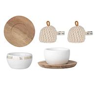 Colour-up Lot de 2 coquetiers en porcelaine avec soucoupe et bonnets - Motif roues - Couleur : 13753+15431M